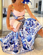 Printed Suspender Large Swing Dress Two-piece Dresses