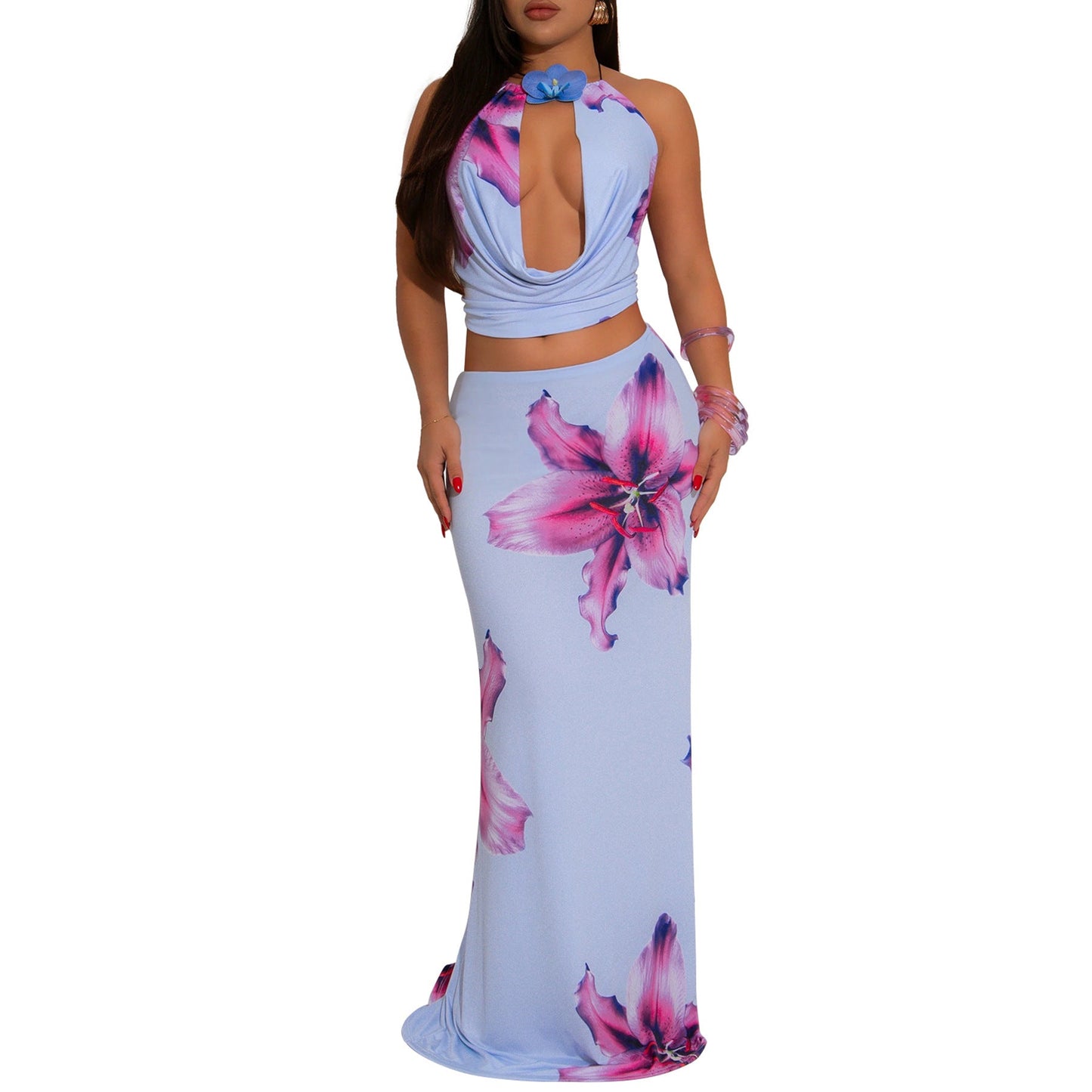 Women's Russian Sexy Swing Collar Backless Halter Suits