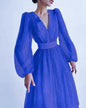 Elegant Lady Puff Sleeve Polka Dot Dresses