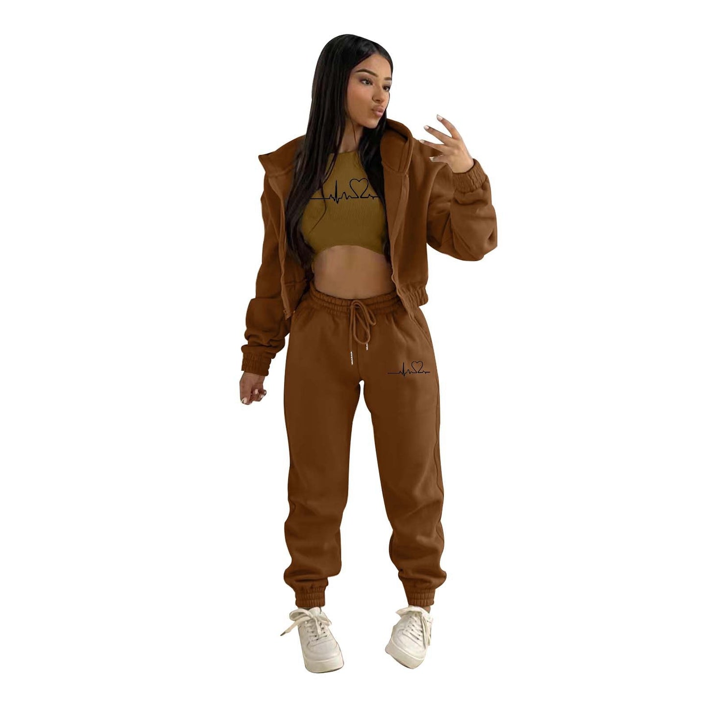 Women's Fashion Wear Brushed Hoody Hooded Leisure Suits