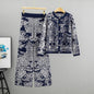 Women's Jacquard Landscape Painting Fashionable Knitted Round Suits