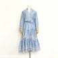 Women's Lace Embroidery Stitching Ruffled Long Dress Dresses