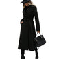 Women's Lapel Woolen Lace Up Double Breasted Extended Coats