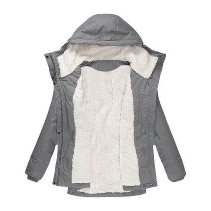Women's Winter Quilted Cotton Parka Lamb Wool Woman Dress Coats