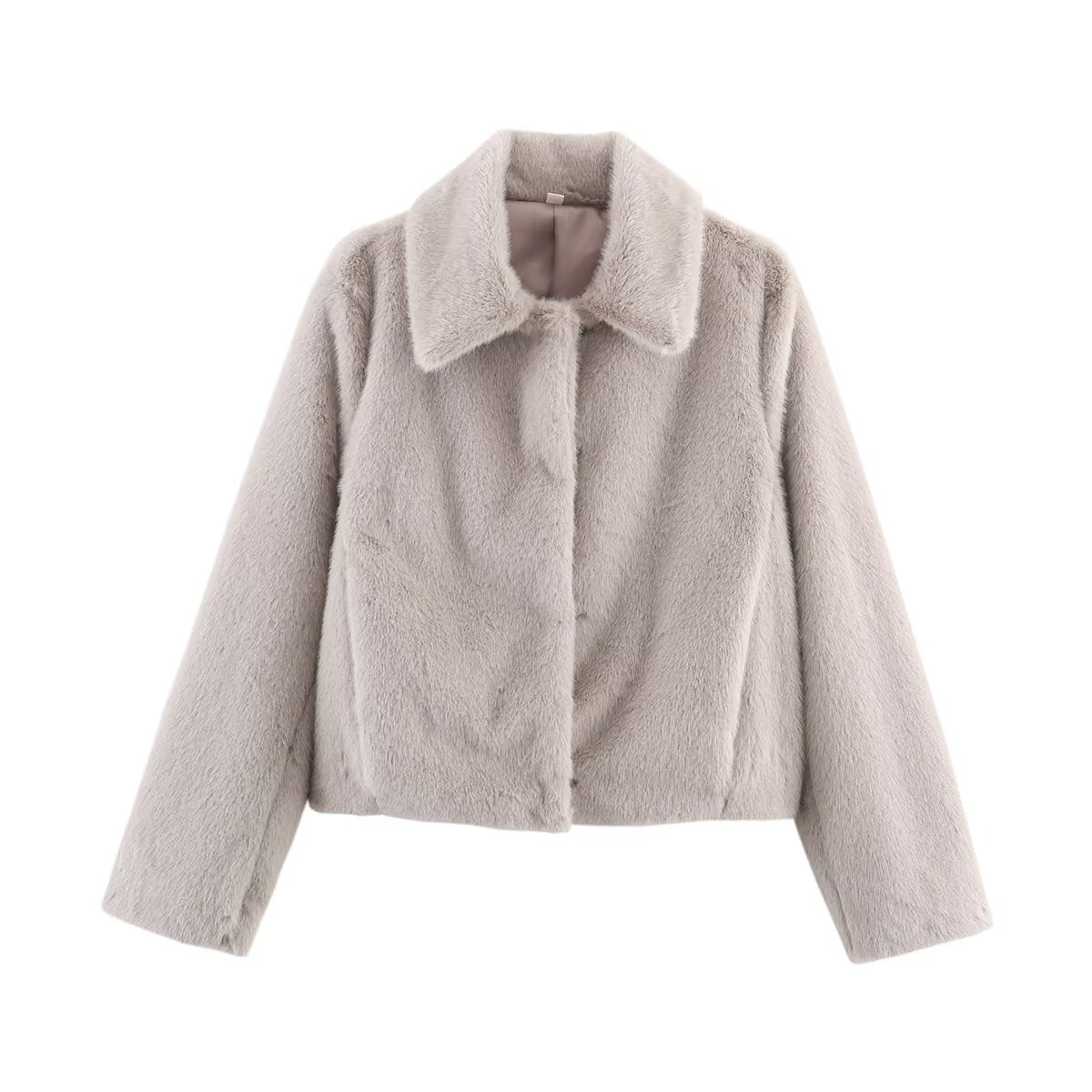 Women's Stylish Lapels Imitation Fur Furry Coats