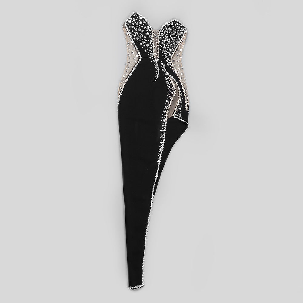 Dress Veet Sexy High Slit Beaded Dresses