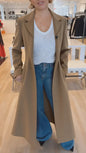 Women's Lapel Leopard Print Casual Trench Commuting Coats