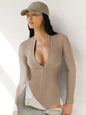 Women's High-grade Zipper Sexy Slim Three-point Jumpsuits