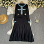 Stitching Denim Knitted Dress Simple Elegant Dresses