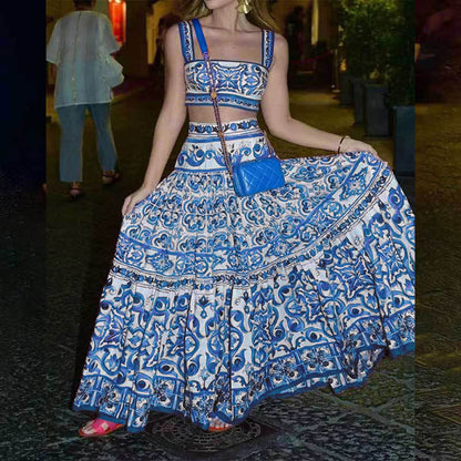Women's Classic Spring Elegant Printed Sling Suits
