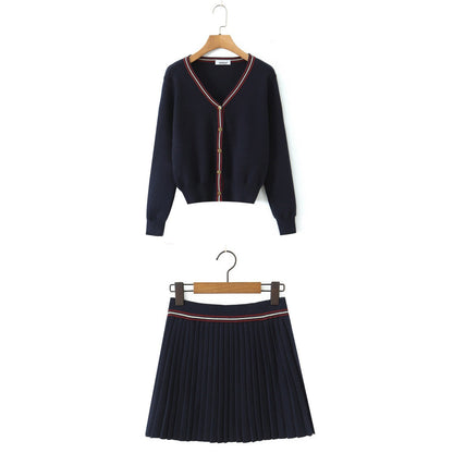 Women's Unique Autumn Long-sleeved Knitted Pleated Suits
