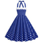 Women's Polka Dot Stitching Halter Hepburn Vintage Dresses