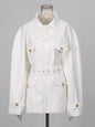 Women's Style Temperament Polo Collar Solid Color Long-sleeved Coats