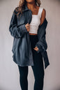 Women's Fashion Long Sleeve Single-breasted Fleece Shirt Coats