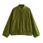 Women's Color Loose Casual Street Stand Collar Hidden Coats