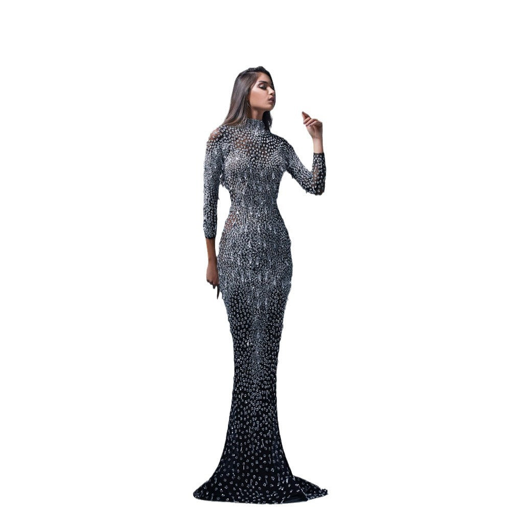 Women's Spring Mesh Long Sleeve Slim Sexy Wedding Dresses