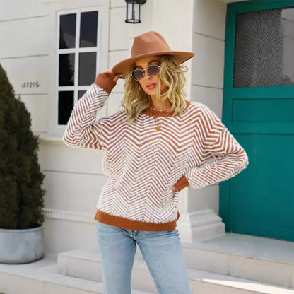 Women's Spring Round Neck Pullover Long Sleeve Sweaters
