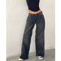 Women's Retro Low Waist Washed Straight Autumn Street Wide Leg Jeans