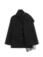 Women's Fashion Woolen Thick Loose With Scarf Coats