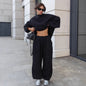 Women's Style Loose Ankle Banded Solid Color Suits