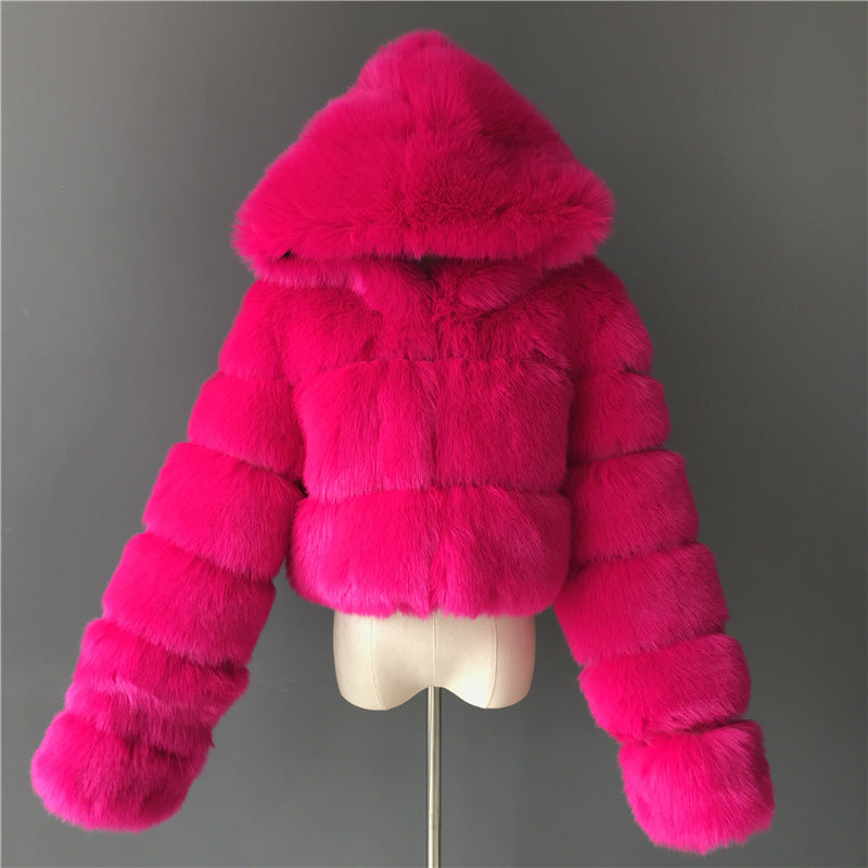 Creative Glamorous Imitation Fur Overcoat Fashion Coats