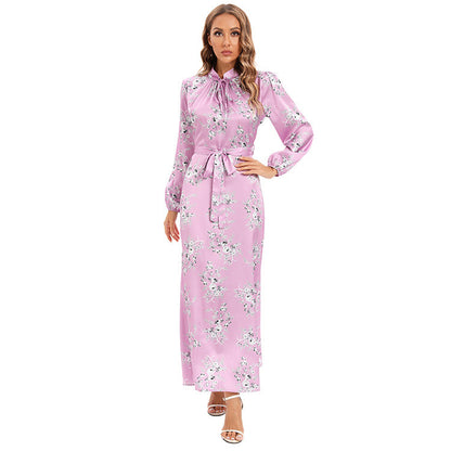 Elegant Dress Sweet Girdle Flower Satin Dresses