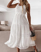 Lace High Waist Curved Slit Temperament Commute Dresses