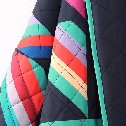Women's Street Fashion Print Stitching For Coats