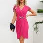 Women's Summer Pleated Waist Tight Sleeve Dress Sexy Dresses