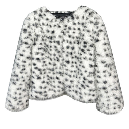Women's Imitation Tuscan Fur Korean Black White Coats