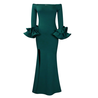 Women's Ruffle Sleeve Trailing Formal Dress African Dresses