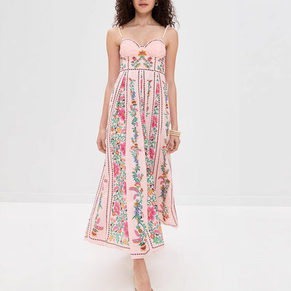 Strap Positioning Printed Dress Vacation Loose Dresses