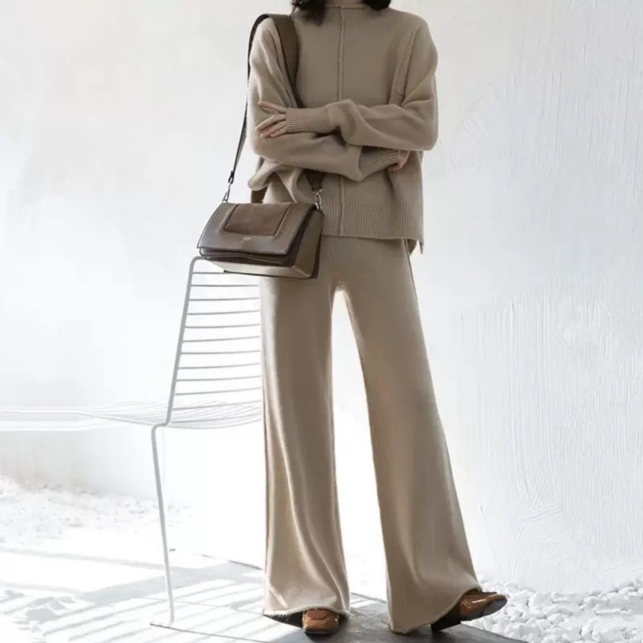 Women's Knitted Two-piece Set Autumn Idle Style Suits