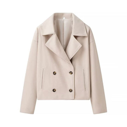 French Style Lapel Double Breasted Woolen Coats