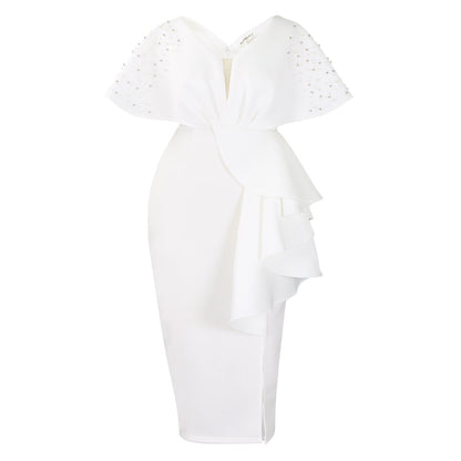 Sexy Ruffled Bifurcated Rivet Beads Party Dresses