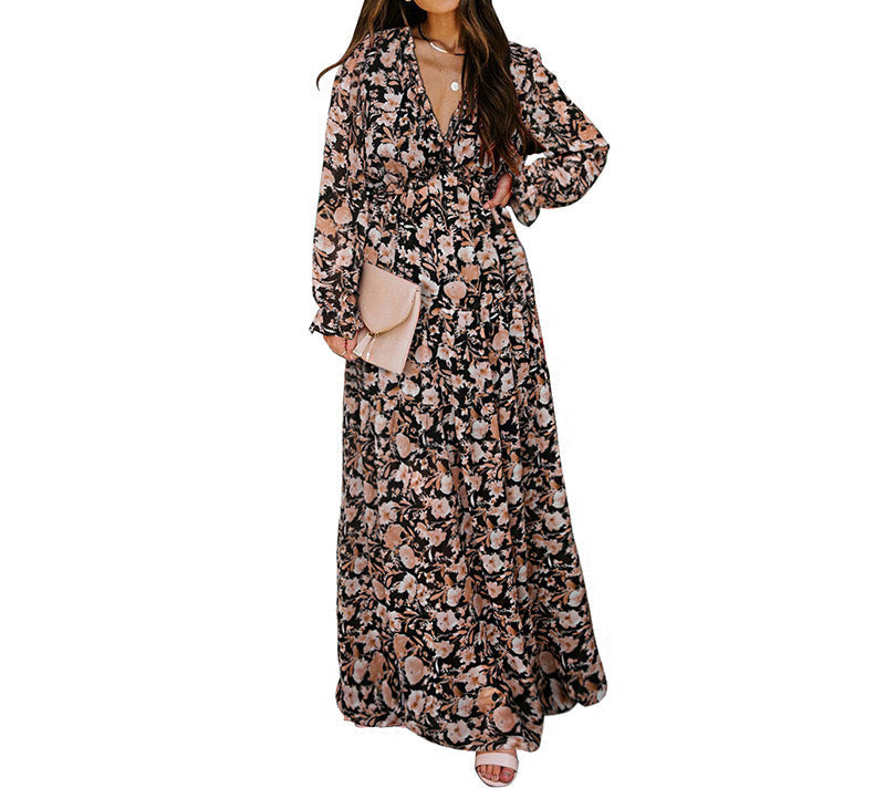 Women's Long Sleeve Fashion Print Fairy Elegant Dresses
