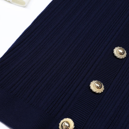 Long Sleeve Round Neck Belt Knitted Dresses