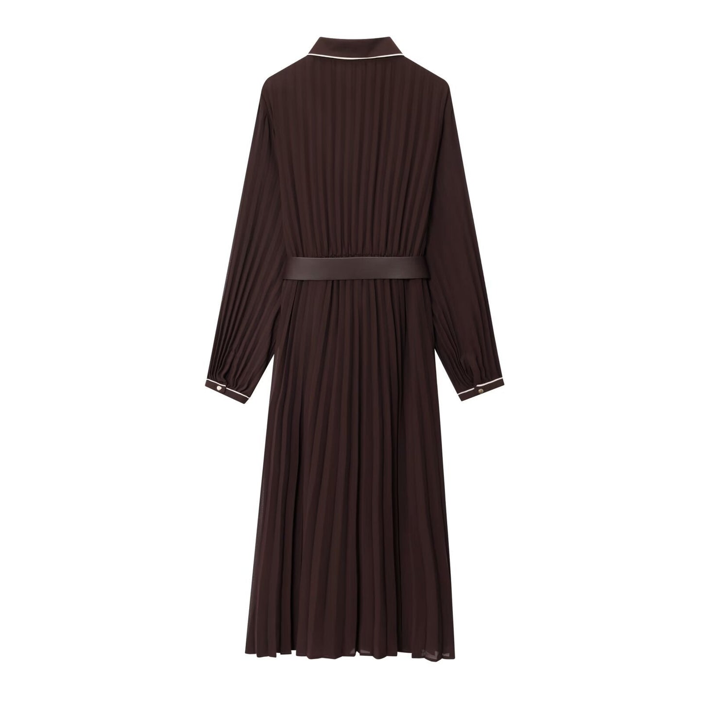 Women's Autumn Temperament With Belt Pleated Midi Dresses