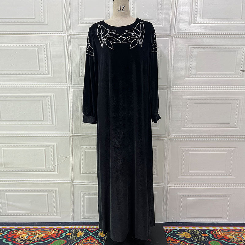 Neck Solid Color Long Sleeve Loose Dresses