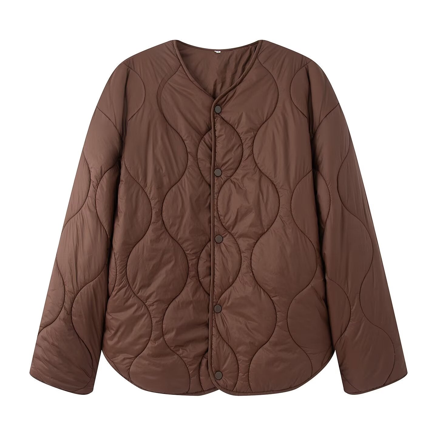 Casual Round Neck Rhombus Cotton Thickened Coats