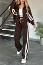 Women's Autumn Striped Zipper Leisure Sports For Suits