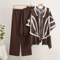 Women's Temperament Idle Style Knitted Shawl Cape Wide Leg Suits