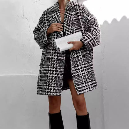Extra Thick Band Lining Plaid Woolen Coats
