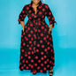 Shirt Long Sleeve Dotted Prints Dress Plus Size