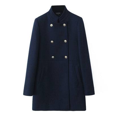 Women's Elegant Wool Blend Double-breasted Overcoat Coats