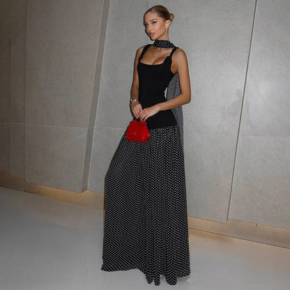 Women's Square Collar Sling Slim Ribbon Stitching Dresses