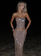 Women's Tube Dress Backless Lace Up Sequined Dresses