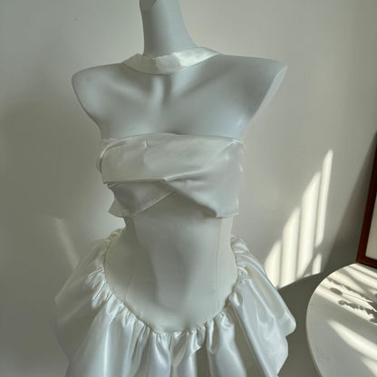 Pure White Halter Slim Tube Dress Dresses