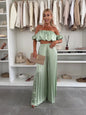 Summer Solid Color Graceful Tube Pleated Suits
