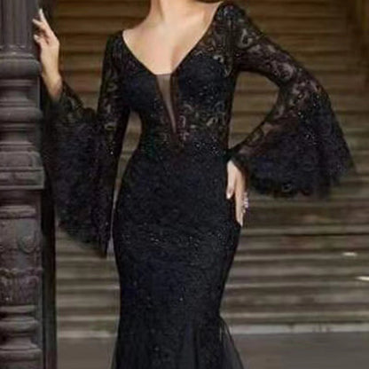 Women's Sexy Slim Lace Fishtail Long Party Dresses